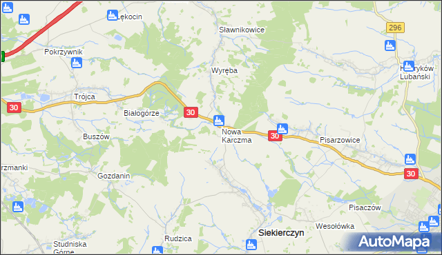 mapa Nowa Karczma gmina Siekierczyn, Nowa Karczma gmina Siekierczyn na mapie Targeo