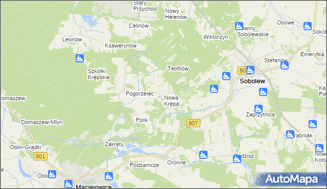 mapa Nowa Krępa, Nowa Krępa na mapie Targeo