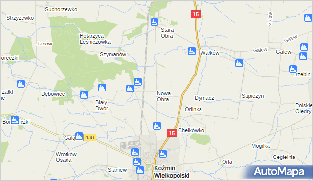 mapa Nowa Obra gmina Koźmin Wielkopolski, Nowa Obra gmina Koźmin Wielkopolski na mapie Targeo