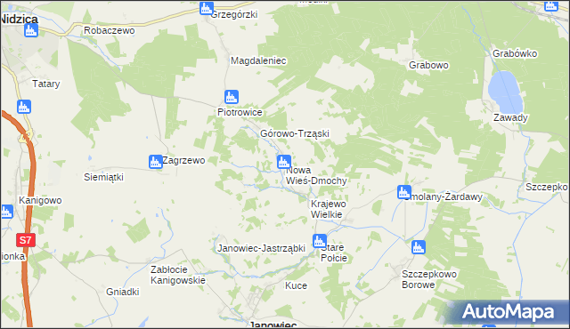 mapa Nowa Wieś-Dmochy, Nowa Wieś-Dmochy na mapie Targeo