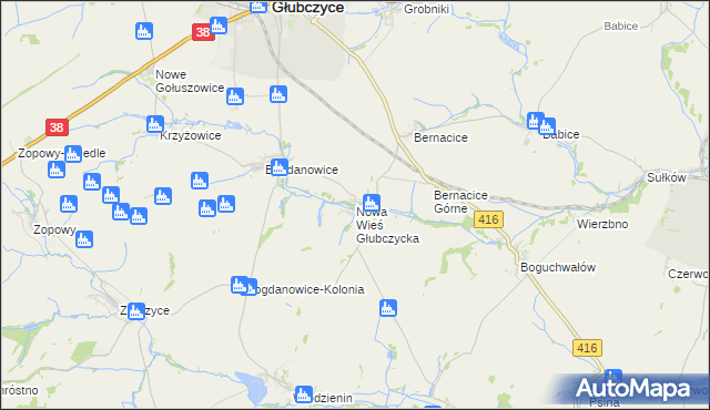mapa Nowa Wieś Głubczycka, Nowa Wieś Głubczycka na mapie Targeo