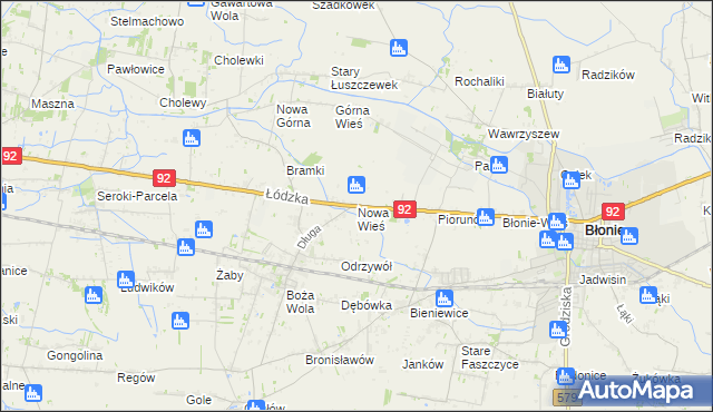 mapa Nowa Wieś gmina Błonie, Nowa Wieś gmina Błonie na mapie Targeo