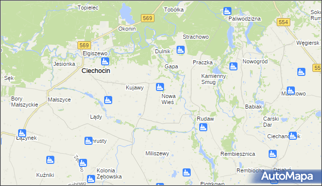 mapa Nowa Wieś gmina Ciechocin, Nowa Wieś gmina Ciechocin na mapie Targeo