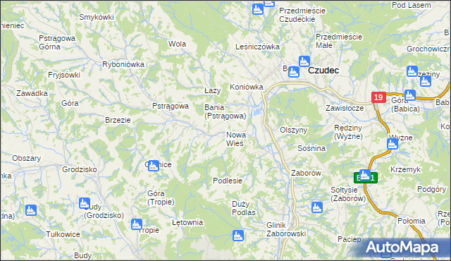 mapa Nowa Wieś gmina Czudec, Nowa Wieś gmina Czudec na mapie Targeo