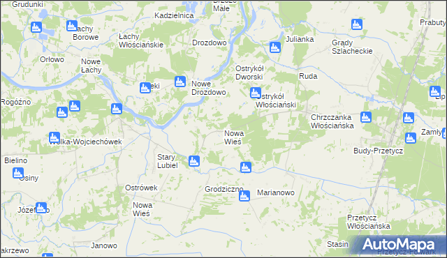 mapa Nowa Wieś gmina Długosiodło, Nowa Wieś gmina Długosiodło na mapie Targeo