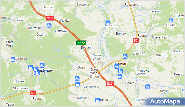 mapa Nowa Wieś gmina Kołbiel, Nowa Wieś gmina Kołbiel na mapie Targeo