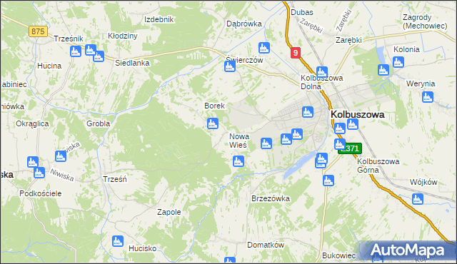 mapa Nowa Wieś gmina Kolbuszowa, Nowa Wieś gmina Kolbuszowa na mapie Targeo