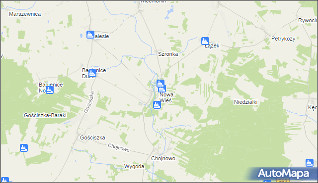 mapa Nowa Wieś gmina Kuczbork-Osada, Nowa Wieś gmina Kuczbork-Osada na mapie Targeo