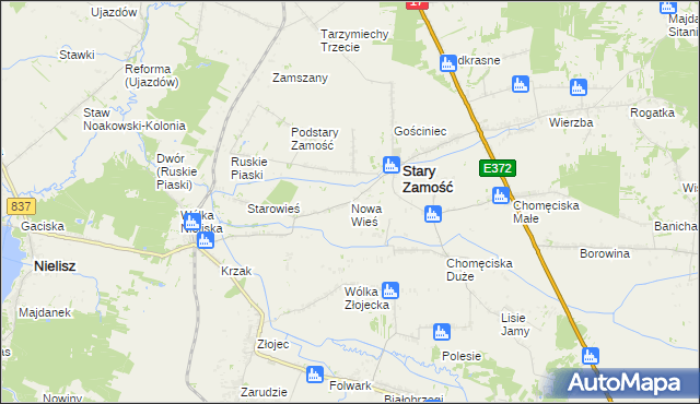 mapa Nowa Wieś gmina Stary Zamość, Nowa Wieś gmina Stary Zamość na mapie Targeo