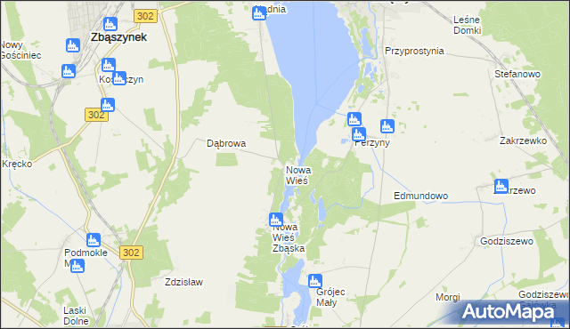 mapa Nowa Wieś gmina Zbąszyń, Nowa Wieś gmina Zbąszyń na mapie Targeo