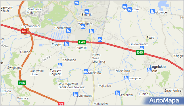 mapa Nowa Wieś Legnicka, Nowa Wieś Legnicka na mapie Targeo
