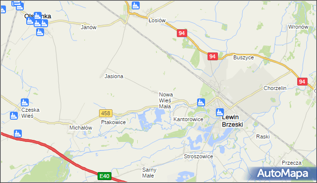 mapa Nowa Wieś Mała gmina Lewin Brzeski, Nowa Wieś Mała gmina Lewin Brzeski na mapie Targeo