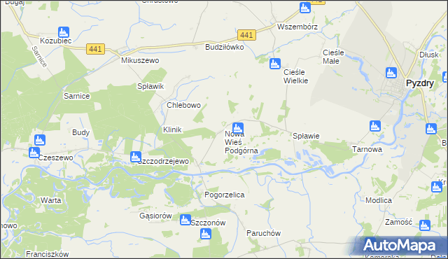 mapa Nowa Wieś Podgórna, Nowa Wieś Podgórna na mapie Targeo