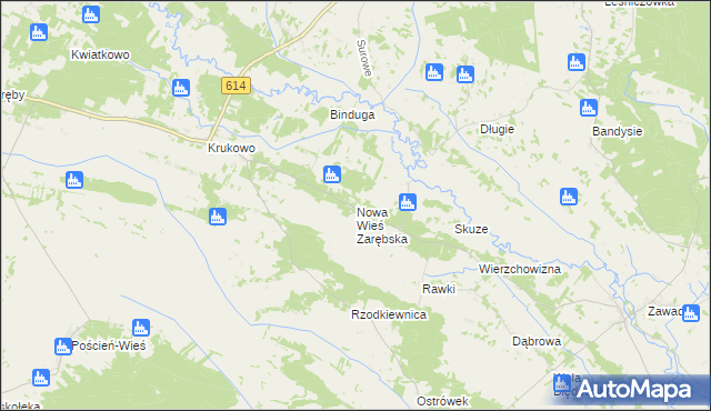 mapa Nowa Wieś Zarębska, Nowa Wieś Zarębska na mapie Targeo