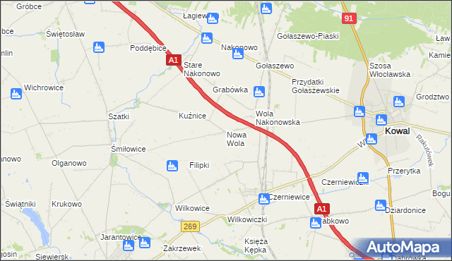 mapa Nowa Wola gmina Choceń, Nowa Wola gmina Choceń na mapie Targeo