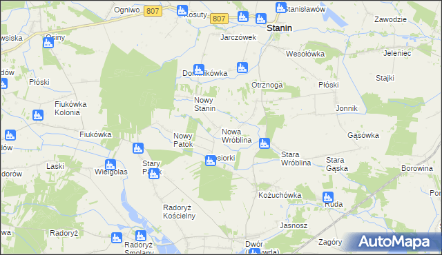 mapa Nowa Wróblina, Nowa Wróblina na mapie Targeo