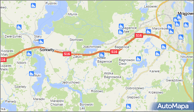 mapa Nowe Bagienice, Nowe Bagienice na mapie Targeo