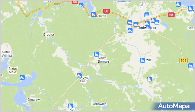 mapa Nowe Borowe, Nowe Borowe na mapie Targeo