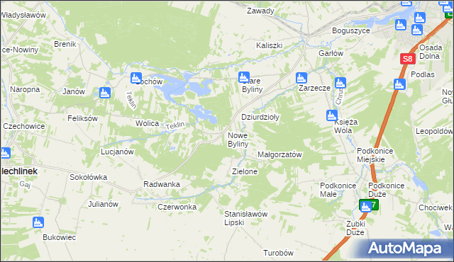 mapa Nowe Byliny, Nowe Byliny na mapie Targeo