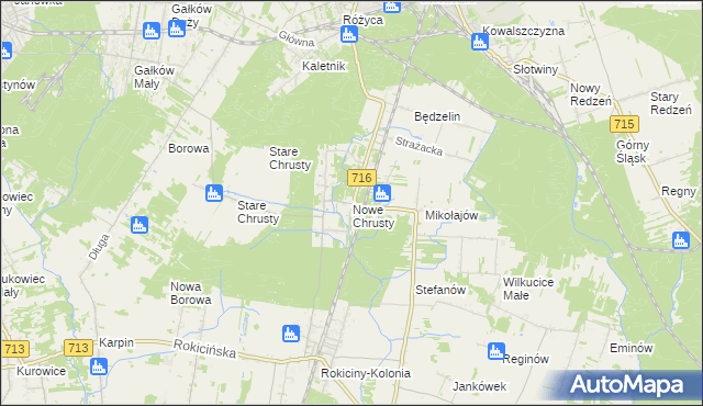 mapa Nowe Chrusty, Nowe Chrusty na mapie Targeo