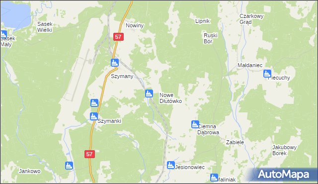 mapa Nowe Dłutówko, Nowe Dłutówko na mapie Targeo