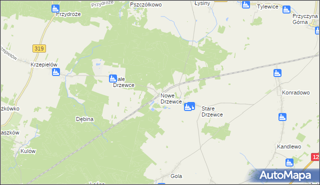 mapa Nowe Drzewce, Nowe Drzewce na mapie Targeo