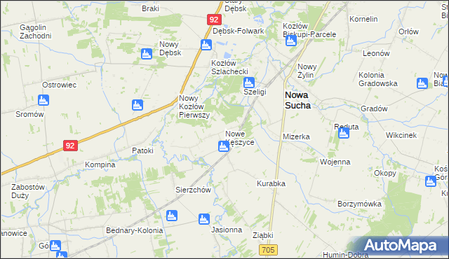 mapa Nowe Kęszyce, Nowe Kęszyce na mapie Targeo