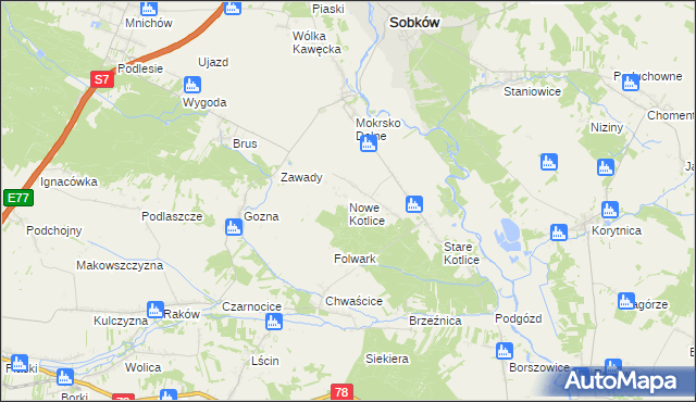 mapa Nowe Kotlice, Nowe Kotlice na mapie Targeo