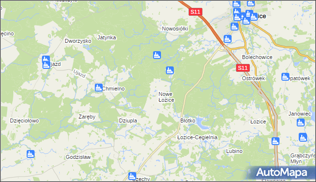 mapa Nowe Łozice, Nowe Łozice na mapie Targeo