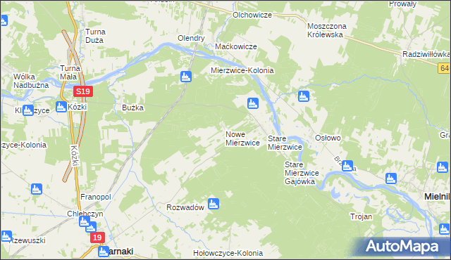 mapa Nowe Mierzwice, Nowe Mierzwice na mapie Targeo