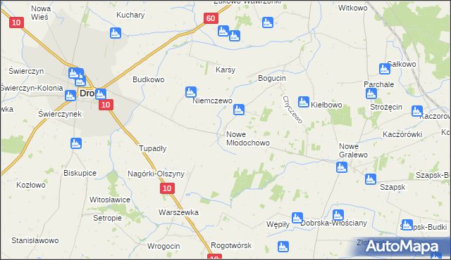 mapa Nowe Młodochowo, Nowe Młodochowo na mapie Targeo