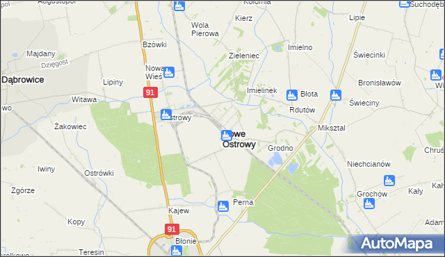 mapa Nowe Ostrowy, Nowe Ostrowy na mapie Targeo