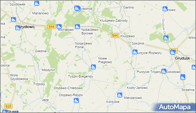 mapa Nowe Piegłowo, Nowe Piegłowo na mapie Targeo