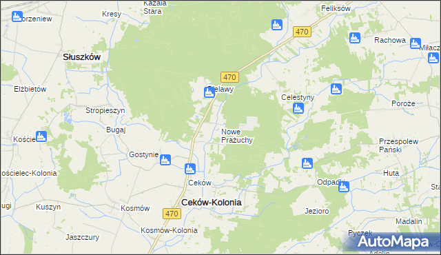 mapa Nowe Prażuchy, Nowe Prażuchy na mapie Targeo