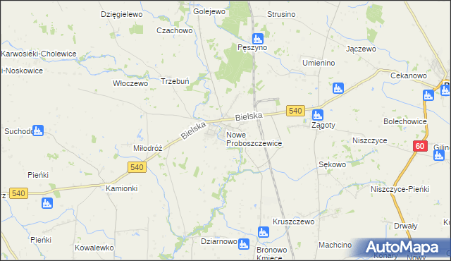 mapa Nowe Proboszczewice, Nowe Proboszczewice na mapie Targeo