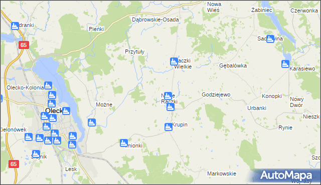 mapa Nowe Raczki, Nowe Raczki na mapie Targeo