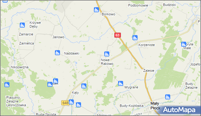 mapa Nowe Rakowo, Nowe Rakowo na mapie Targeo