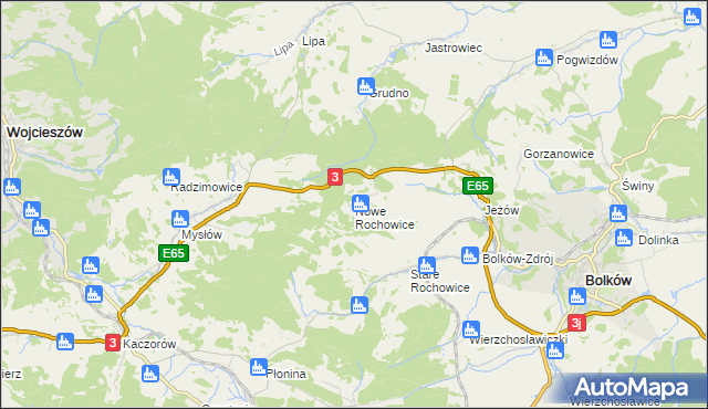 mapa Nowe Rochowice, Nowe Rochowice na mapie Targeo