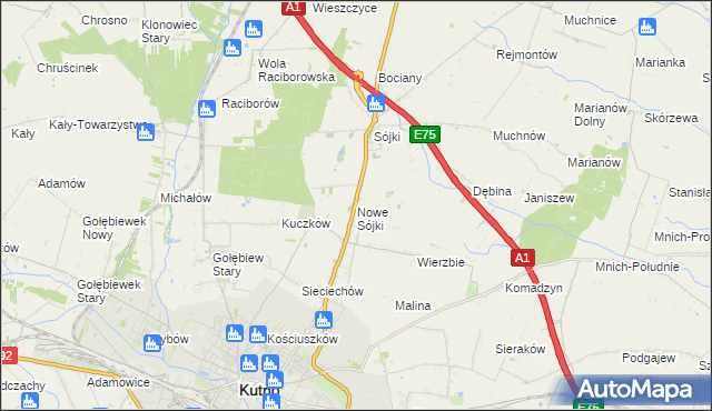 mapa Nowe Sójki, Nowe Sójki na mapie Targeo