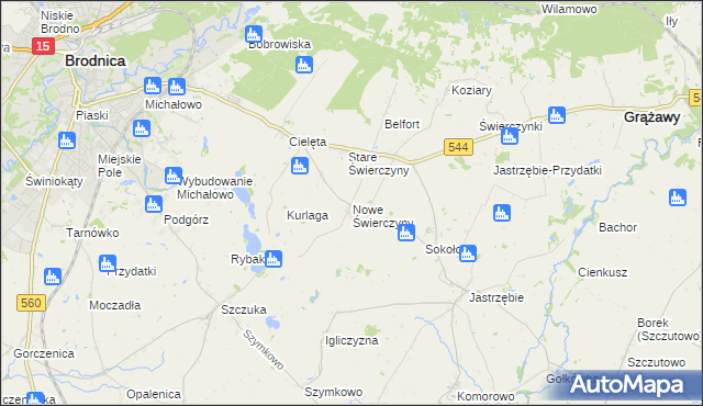 mapa Nowe Świerczyny, Nowe Świerczyny na mapie Targeo