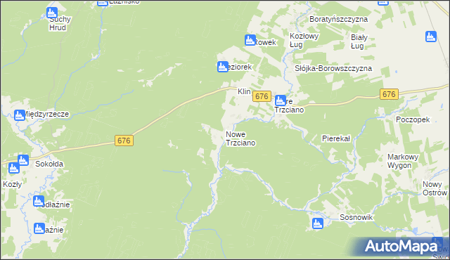 mapa Nowe Trzciano, Nowe Trzciano na mapie Targeo