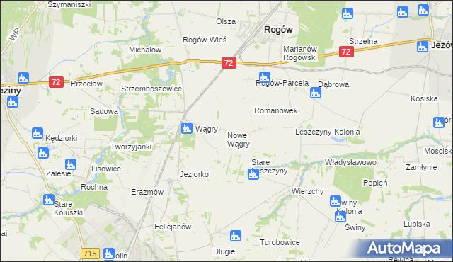 mapa Nowe Wągry, Nowe Wągry na mapie Targeo