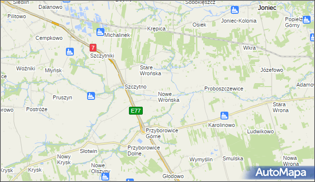 mapa Nowe Wrońska, Nowe Wrońska na mapie Targeo