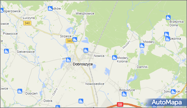 mapa Nowica gmina Dobroszyce, Nowica gmina Dobroszyce na mapie Targeo