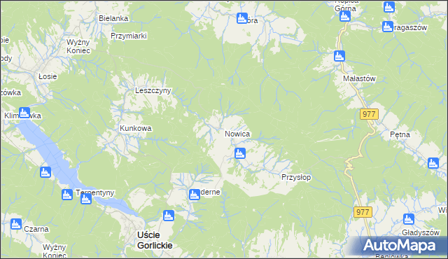 mapa Nowica gmina Uście Gorlickie, Nowica gmina Uście Gorlickie na mapie Targeo