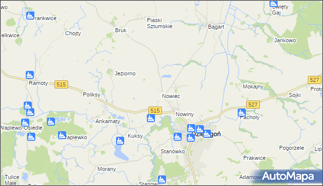 mapa Nowiec, Nowiec na mapie Targeo