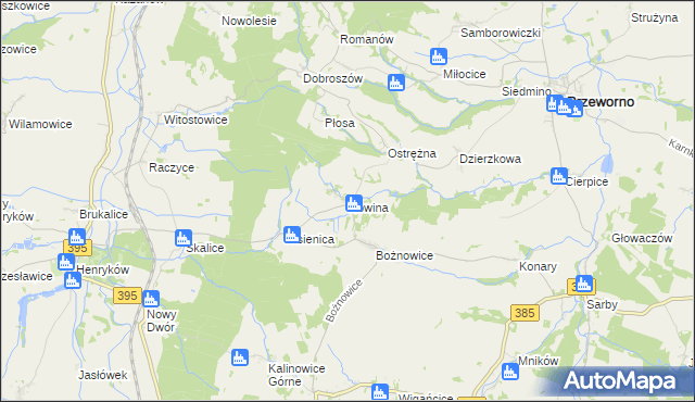 mapa Nowina gmina Ziębice, Nowina gmina Ziębice na mapie Targeo