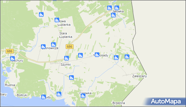 mapa Nowosady gmina Michałowo, Nowosady gmina Michałowo na mapie Targeo