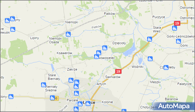 mapa Nowosielec gmina Łosice, Nowosielec gmina Łosice na mapie Targeo