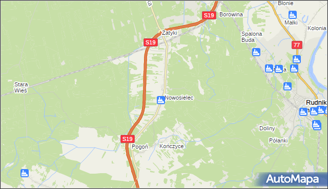 mapa Nowosielec gmina Nisko, Nowosielec gmina Nisko na mapie Targeo